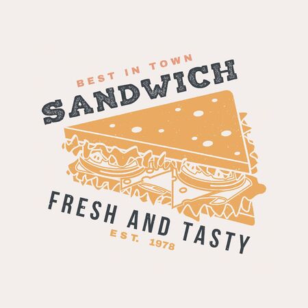 Hot and fresh burger retro badge design. Vector. Vintage design for cafe, restaurant, pub or fast food business. Template for restaurant identity objects, packaging and menuのイラスト素材