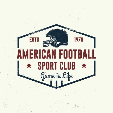 American football or rugby club badge. Vector. Concept for shirt, print, stamp, tee, patch. Vintage typography design with american football helmet silhouetteのイラスト素材