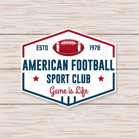 American football or rugby club badge. Vector. Concept for shirt, print, stamp, tee, patch. Vintage typography design with american football ball silhouetteのイラスト素材