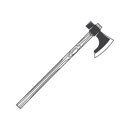 Battle axe isolated on the white background. Vector illustration Knight equipment icon, battle-axe silhouette.のイラスト素材