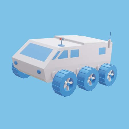 Mars rover isolated on blue background. 3D render.の写真素材