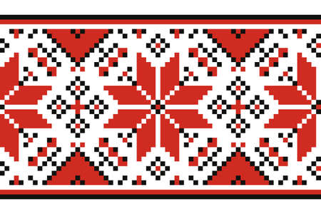 Ethnic Ukraine seamless pattern. Vector Illustration. Traditional black and red national ukrainian ornament.のイラスト素材