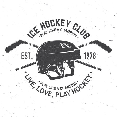Ice Hockey club logo, badge design. Concept for shirt or logo, print, stamp or tee. Winter sport. Vector illustration. Hockey championship.のイラスト素材