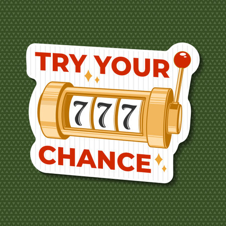 Try your chance. Gambling sticker, print,  , badge design with slot machine silhouette. Vector illustration. Casino slot machine for gambling industry, sport lottery services.のイラスト素材