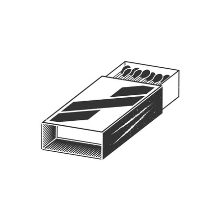 Opened matchbox icon. Vector illustrations. Opened matchbox icon with matches stick isolated on white silhouetteのイラスト素材