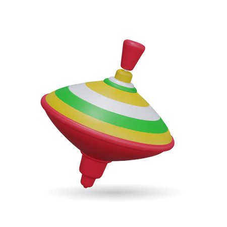 Toy spinning top. Colored rotated games for kids gyroscope twirl. 3d Vector illustration. Hand Spinner Gyro Toy Gift for Kids. Most classic toys in the pastのイラスト素材