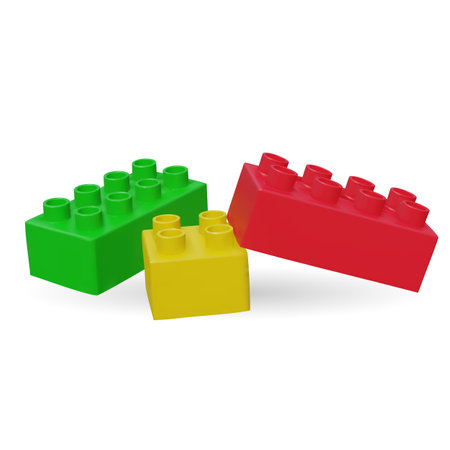 3d plastic building blocks. Popular children constructor parts. Vector illustration.のイラスト素材
