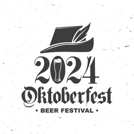Oktoberfest logo or badge design. Vector. German traditional hat with beer mugのイラスト素材