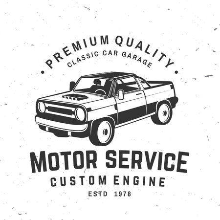 Auto service logo, emblems, badges and icons. Vector. Service car repair, restoration and car club design elements.のイラスト素材