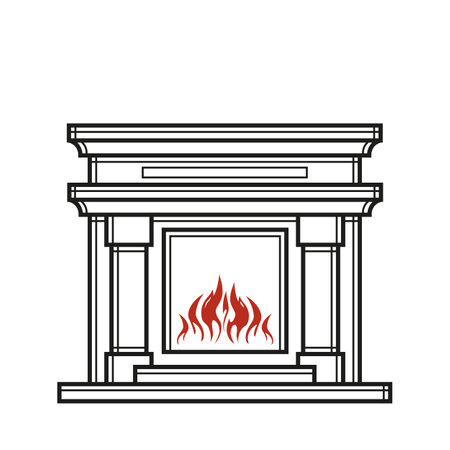 Furnace outline editable stroke icon. Fireplace sign. Vector illustration. Thin line icon for web and mobile, modern minimalistic flat design.のイラスト素材