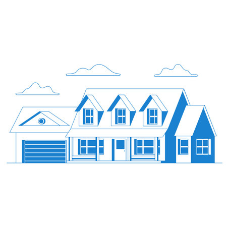 Vector flat icon suburban american house. For web design and application interface, also useful for infographics. Family house icon isolated on white backgroundのイラスト素材