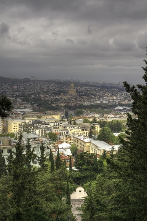 Panorama aerial view of Tbilisi downtown