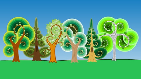 Collection of Cartoon Tree in Vector illustrationのイラスト素材