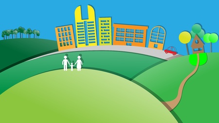 Abstract Paper City in Vector illustrationのイラスト素材