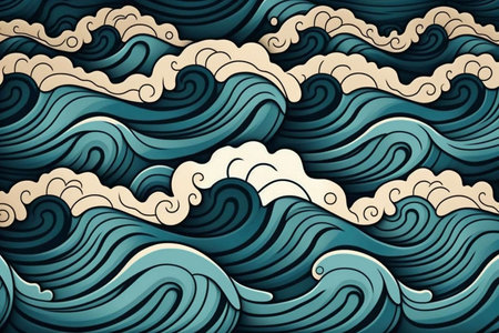 Abstract illustration of wavy sea. Wavy sea pattern.