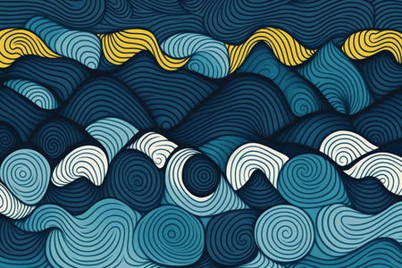 Abstract illustration of wavy sea. Wavy sea pattern.の写真素材