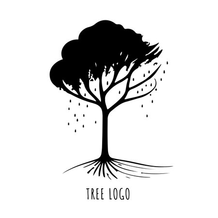Tree icon concept of a stylized tree with leaves, lends itself to being used with text. vector illustrationのイラスト素材