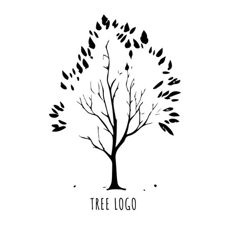 Tree icon concept of a stylized tree with leaves, lends itself to being used with text. vector illustrationのイラスト素材