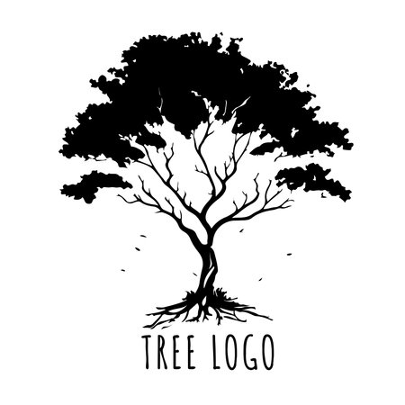 Tree icon concept of a stylized tree with leaves, lends itself to being used with text. vector illustrationのイラスト素材
