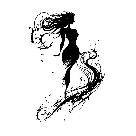 Abstract vector illustration of a beautiful woman. female silhouette. Great for the logo of the beauty industry. vector illustrationのイラスト素材