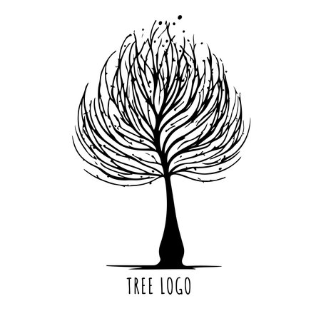 Tree icon concept of a stylized tree with leaves, lends itself to being used with text. vector illustrationのイラスト素材