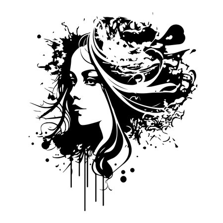 Abstract vector illustration of a beautiful woman. female silhouette. Great for the of the beauty industry. vector illustrationのイラスト素材