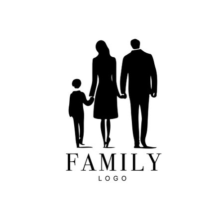 Family Flat Icon Black and White Vector Graphic. good for logo design. vector illustrationのイラスト素材