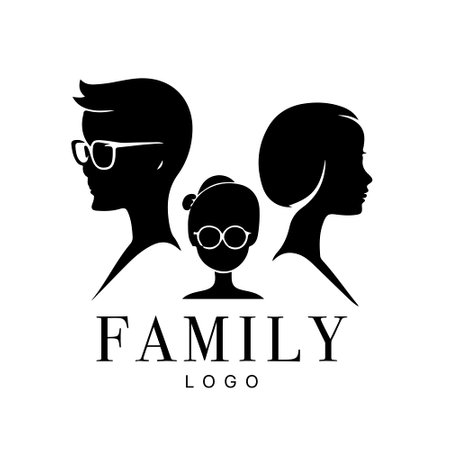 Family Flat Icon Black and White Vector Graphic. good for logo design. vector illustrationのイラスト素材