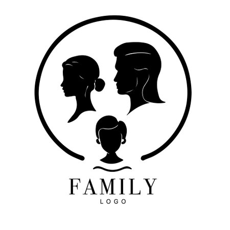 Family Flat Icon Black and White Vector Graphic. good for logo design. vector illustrationのイラスト素材