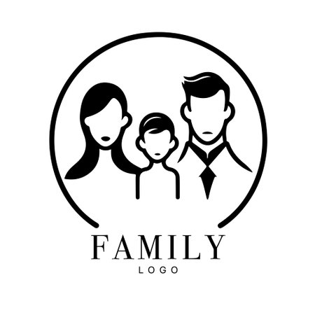 Family Flat Icon Black and White Vector Graphic. good for logo design. vector illustrationのイラスト素材