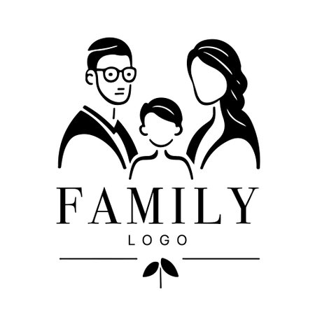 Family Flat Icon Black and White Vector Graphic. good for logo design. vector illustrationのイラスト素材