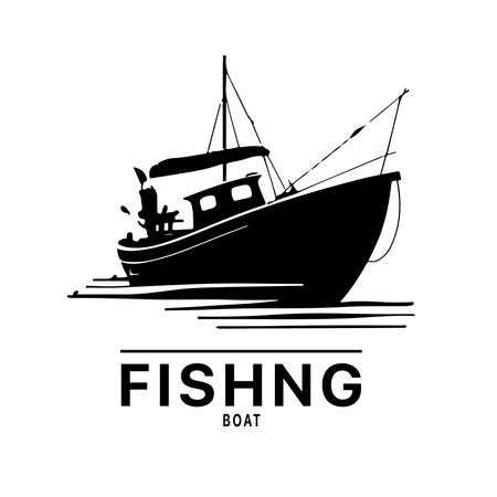Fishing boat design image for Sea transportation and barge boat vector. vector illustrationのイラスト素材