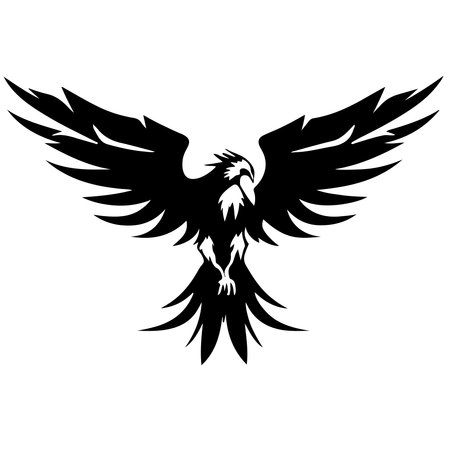 Eagle rising Wings design vector template. Corporate heraldic Falcon Phoenix Hawk bird concept icon. vector illustrationのイラスト素材