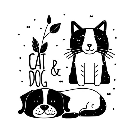 Creative design Dog and Cat vector template. vector illustrationのイラスト素材