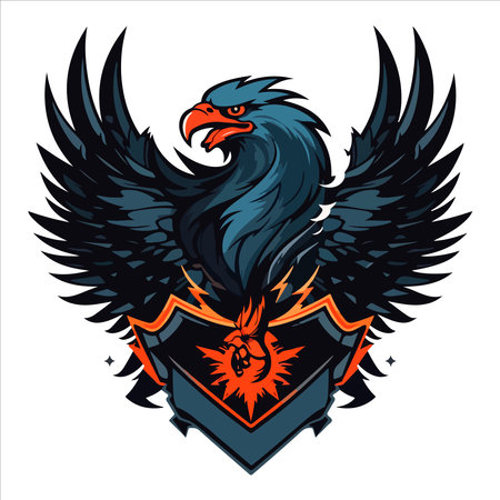 Furious eagle sport vector logo concept isolated on white background. web infographic. Premium quality wild bird t-shirt tee print illustration.のイラスト素材