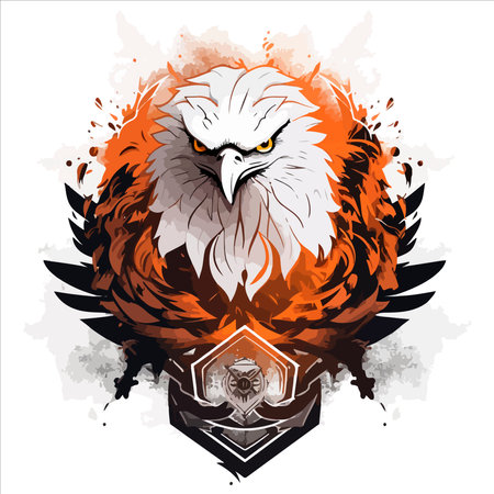 Furious eagle sport vector logo concept isolated on white background. web infographic. Premium quality wild bird t-shirt tee print illustration.のイラスト素材