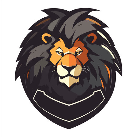 Lion Head Cool Logo Mascot Esports Vector Design Template.のイラスト素材