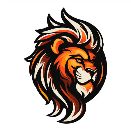Lion Head Cool Logo Mascot Esports Vector Design Template.のイラスト素材