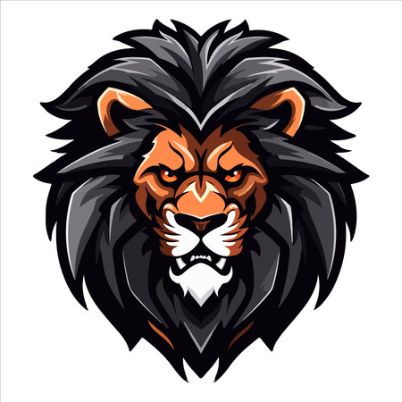 Lion Head Cool Logo Mascot Esports Vector Design Template.のイラスト素材