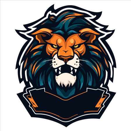 Lion Head Cool Logo Mascot Esports Vector Design Template.のイラスト素材