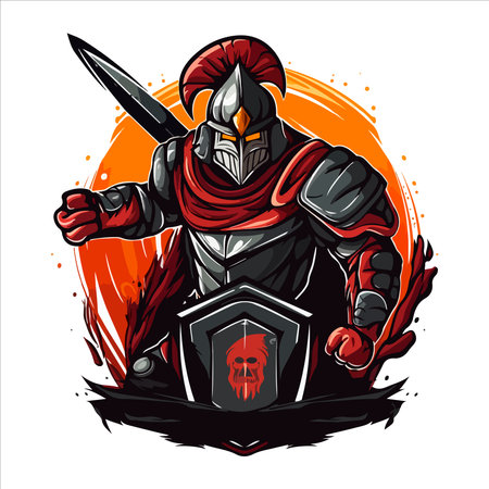 Gladiator logo design. Spartan Warrior sport team symbol. vector illustration for print.のイラスト素材