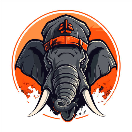 elephant mascot logo design vector with modern illustration concept style for badge, emblem and tshirt printing. angry elephant illustration with feet up.のイラスト素材