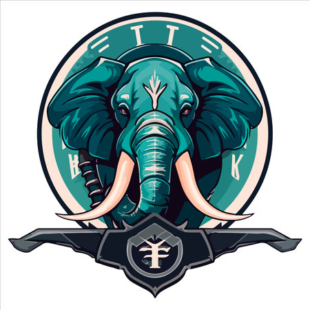elephant mascot logo design vector with modern illustration concept style for badge, emblem and tshirt printing. angry elephant illustration with feet up.のイラスト素材