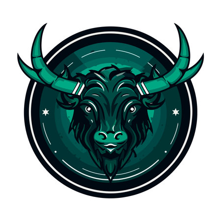 Bull mascot logo design vector with modern illustration concept style for badge, emblem and t-shirt printing. Angry bull illustration for sport team.のイラスト素材