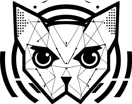 Tech illustration of cyber cat character mascot logo vector design.のイラスト素材