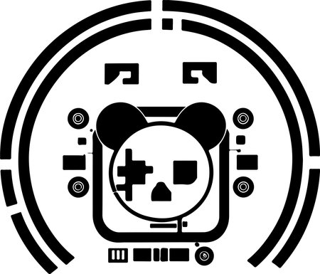 Panda tech template for logo or print. Vector cyber panda illustration.のイラスト素材