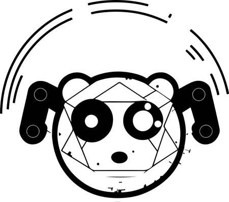 Panda tech template for logo or print. Vector cyber panda illustration.のイラスト素材