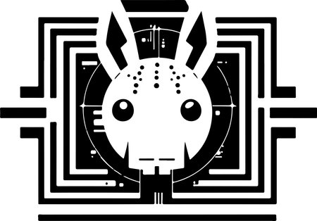 vector graphic illustration logo design for modern digital tech rabbit.のイラスト素材