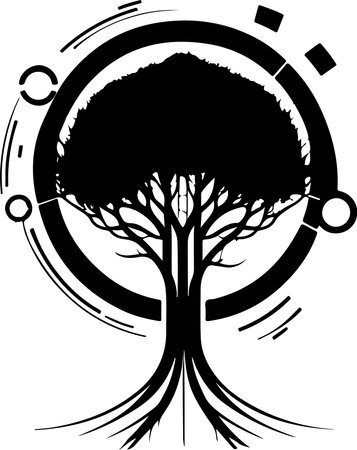 tree tech logo. digital tree. Good for t-shirt print design.のイラスト素材