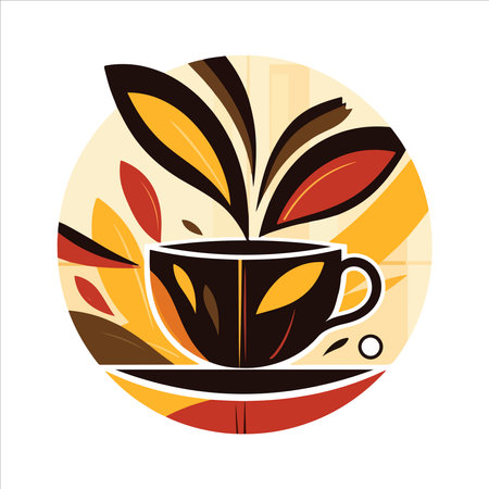 Coffee shop logo template, natural abstract coffee cup with steam, coffee house emblem, creative cafe logotype, modern trendy symbol design vector illustration isolated on white background signのイラスト素材